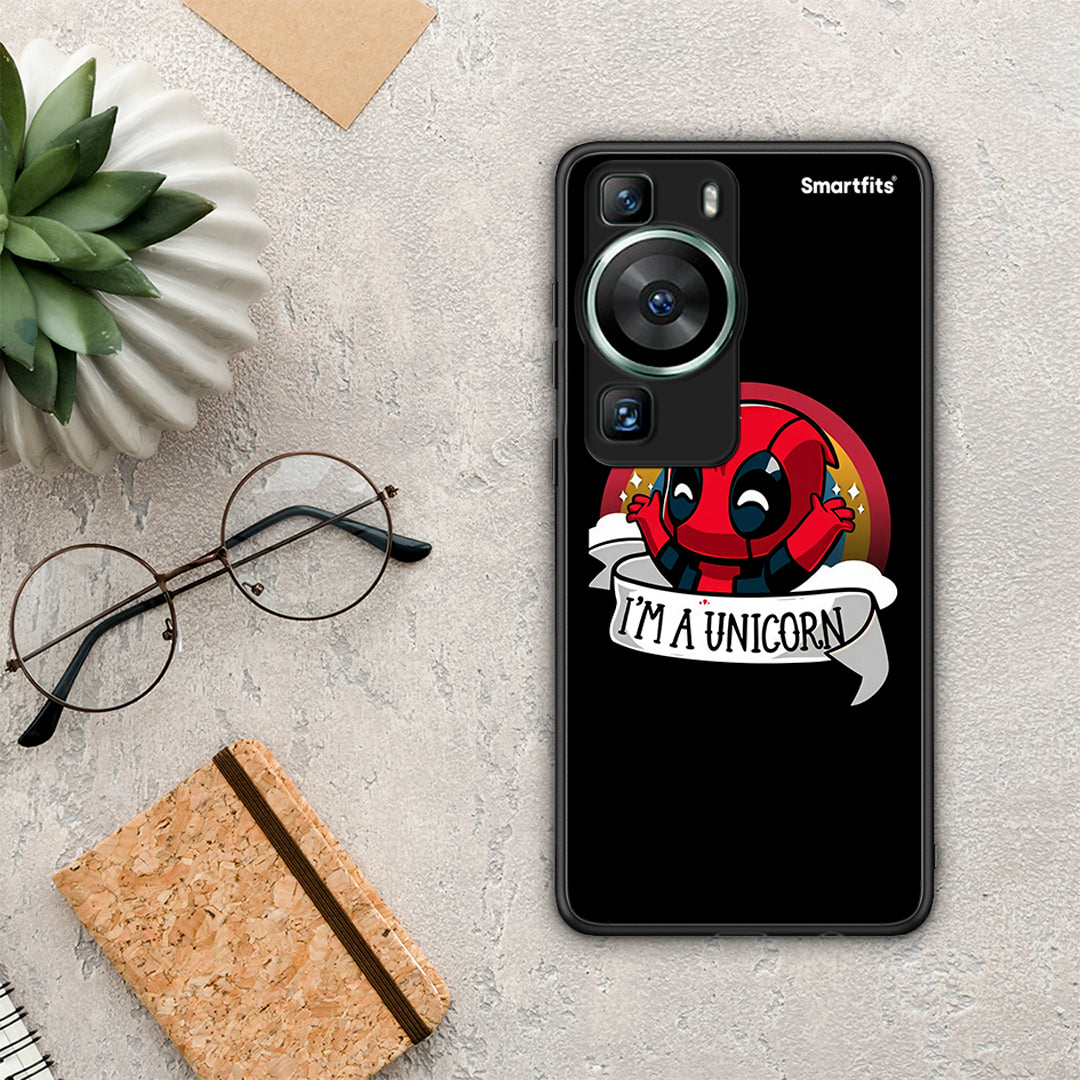 Θήκη Huawei P60 Unicorn Deadpool από τη Smartfits με σχέδιο στο πίσω μέρος και μαύρο περίβλημα | Huawei P60 Unicorn Deadpool Case with Colorful Back and Black Bezels