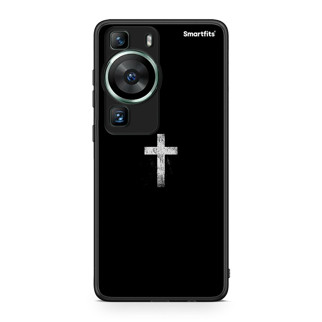 Θήκη Huawei P60 White Cross από τη Smartfits με σχέδιο στο πίσω μέρος και μαύρο περίβλημα | Huawei P60 White Cross Case with Colorful Back and Black Bezels