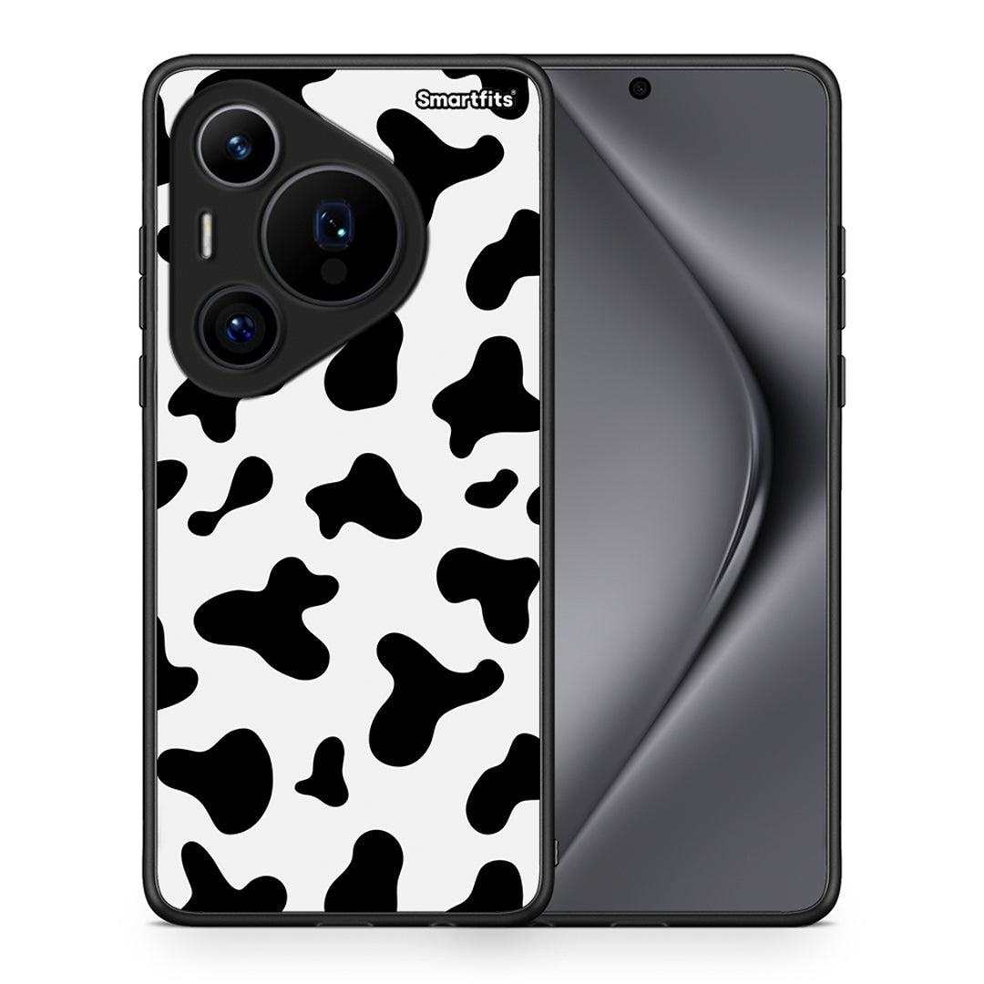 Θήκη Huawei Pura 70 Pro / 70 Pro+ Cow Print από τη Smartfits με σχέδιο στο πίσω μέρος και μαύρο περίβλημα | Huawei Pura 70 Pro / 70 Pro+ Cow Print case with colorful back and black bezels