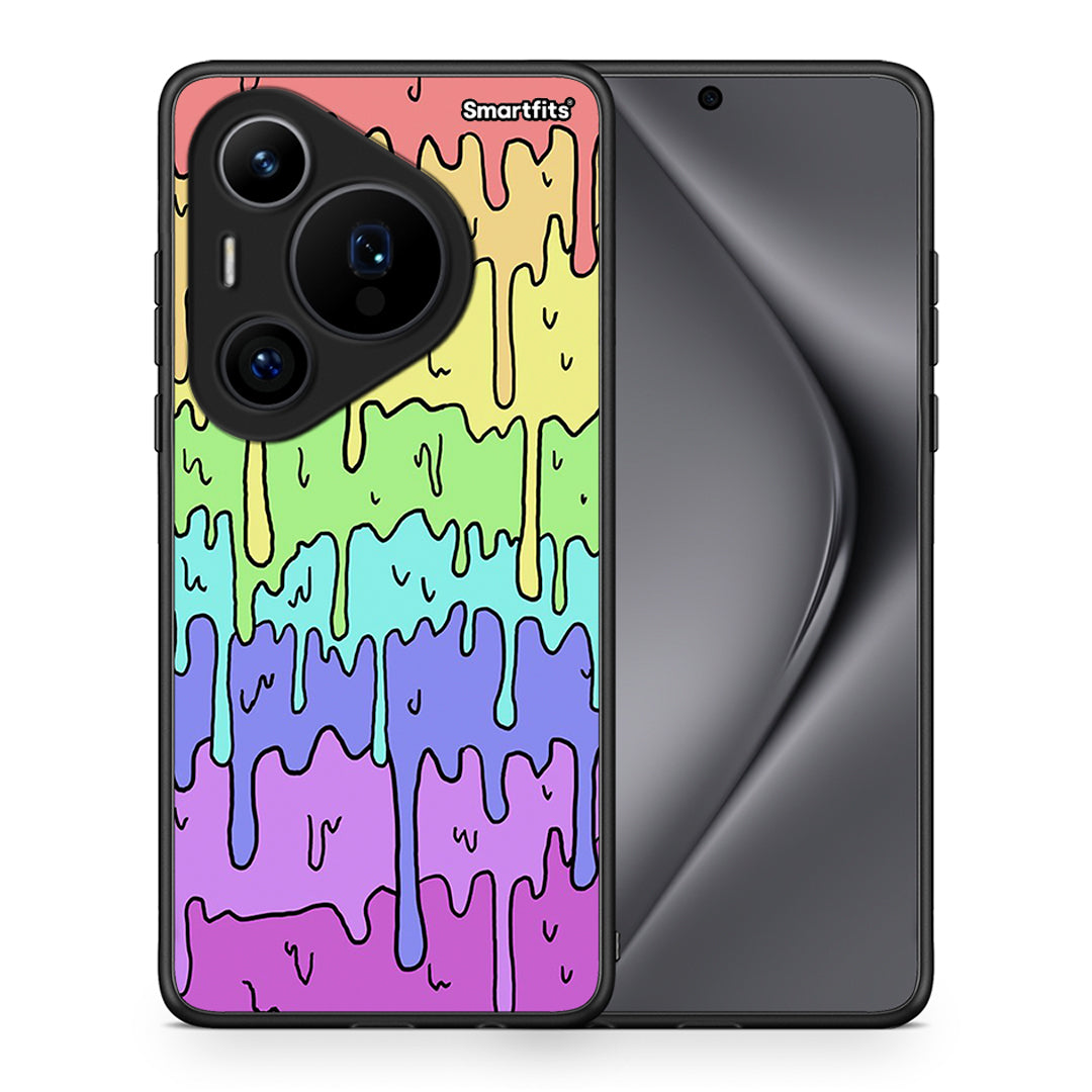 Θήκη Huawei Pura 70 Pro / 70 Pro+ Melting Rainbow από τη Smartfits με σχέδιο στο πίσω μέρος και μαύρο περίβλημα | Huawei Pura 70 Pro / 70 Pro+ Melting Rainbow case with colorful back and black bezels