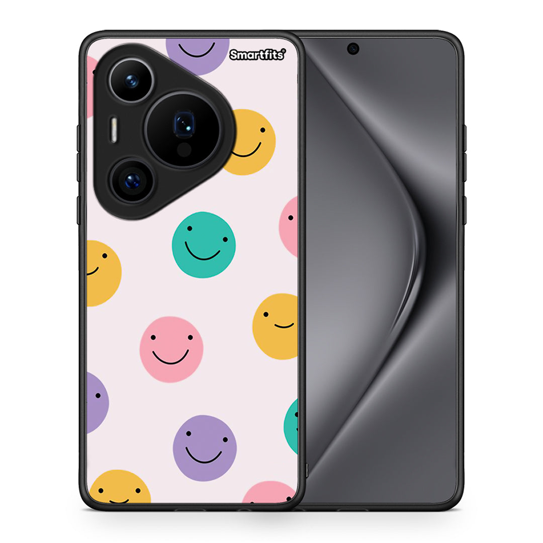 Θήκη Huawei Pura 70 Pro / 70 Pro+ Smiley Faces από τη Smartfits με σχέδιο στο πίσω μέρος και μαύρο περίβλημα | Huawei Pura 70 Pro / 70 Pro+ Smiley Faces case with colorful back and black bezels