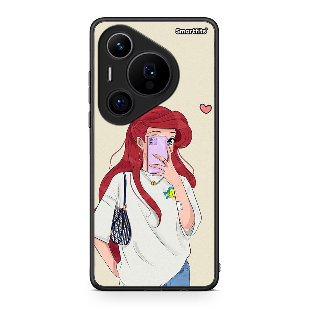 Huawei Pura 70 Pro / 70 Pro+ Walking Mermaid Θήκη από τη Smartfits με σχέδιο στο πίσω μέρος και μαύρο περίβλημα | Smartphone case with colorful back and black bezels by Smartfits