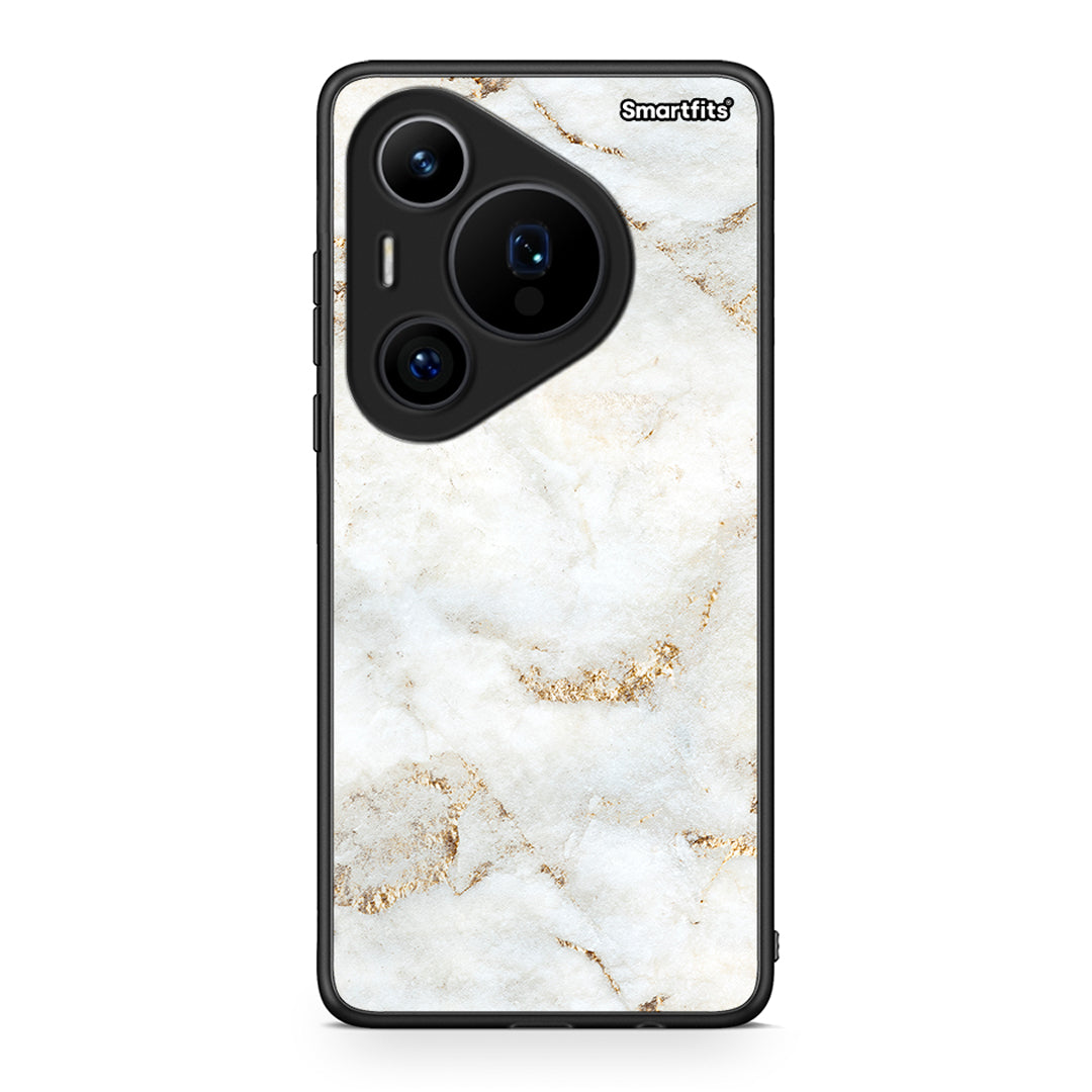 Huawei Pura 70 Pro / 70 Pro+ White Gold Marble θήκη από τη Smartfits με σχέδιο στο πίσω μέρος και μαύρο περίβλημα | Smartphone case with colorful back and black bezels by Smartfits