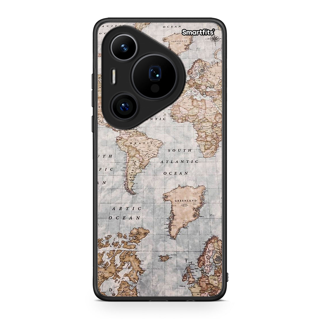 Huawei Pura 70 Pro / 70 Pro+ World Map Θήκη από τη Smartfits με σχέδιο στο πίσω μέρος και μαύρο περίβλημα | Smartphone case with colorful back and black bezels by Smartfits