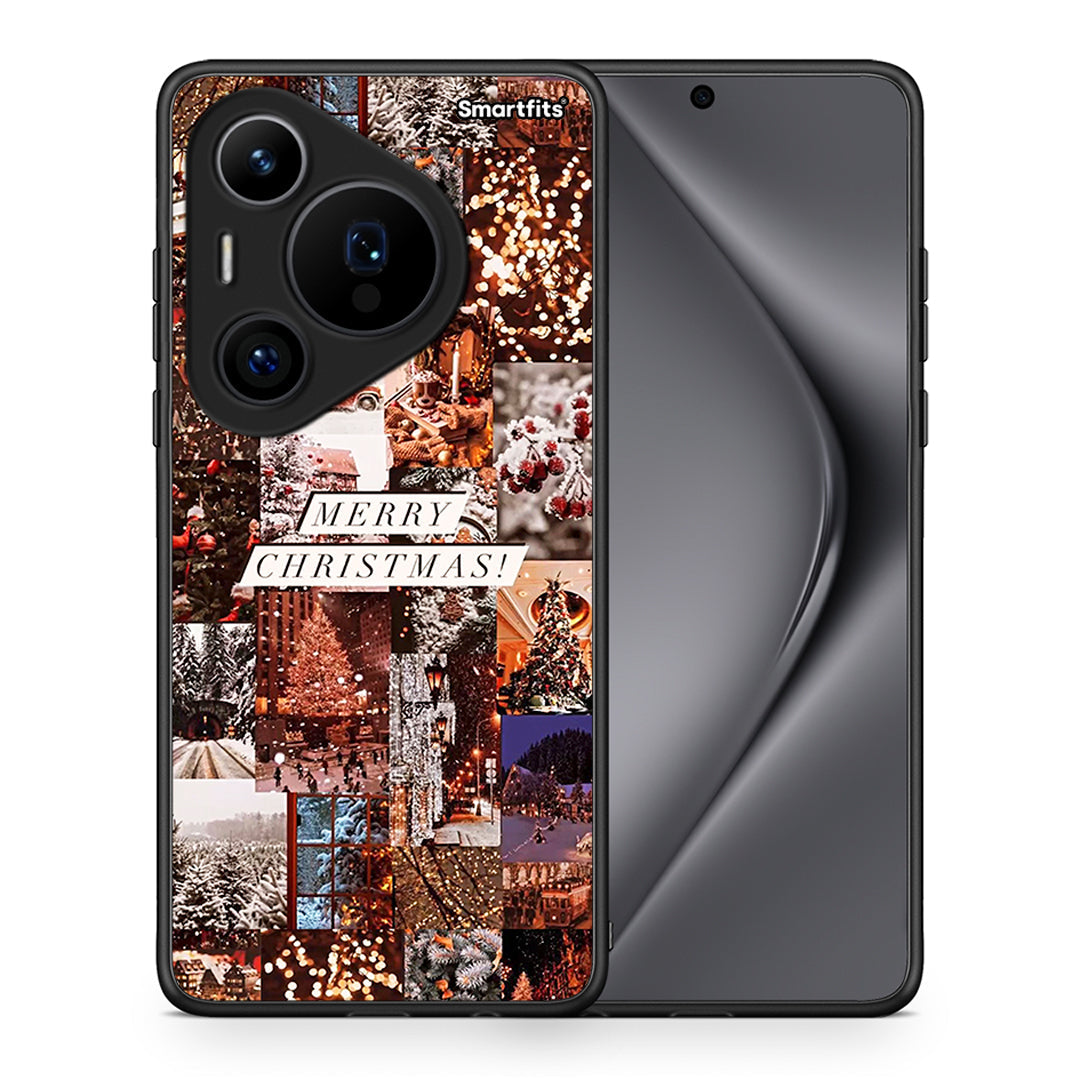 Θήκη Huawei Pura 70 Pro / 70 Pro+ Xmas Collage από τη Smartfits με σχέδιο στο πίσω μέρος και μαύρο περίβλημα | Huawei Pura 70 Pro / 70 Pro+ Xmas Collage case with colorful back and black bezels