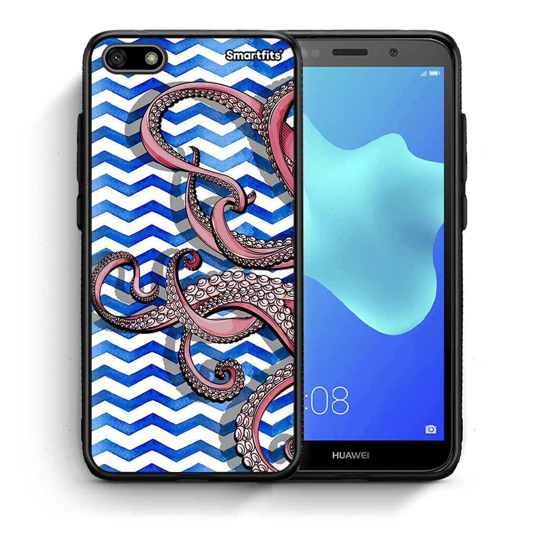 Θήκη Huawei Y5 2018/Honor 7S Chevron Devilfish από τη Smartfits με σχέδιο στο πίσω μέρος και μαύρο περίβλημα | Huawei Y5 2018/Honor 7S Chevron Devilfish case with colorful back and black bezels