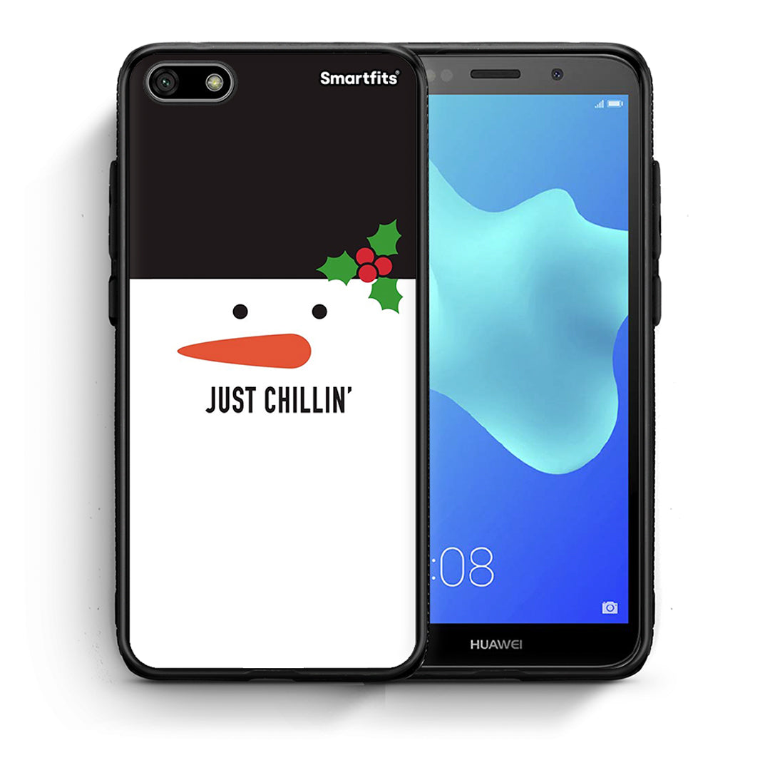 Θήκη Huawei Y5 2018/Honor 7S Christmas Chillin από τη Smartfits με σχέδιο στο πίσω μέρος και μαύρο περίβλημα | Huawei Y5 2018/Honor 7S Christmas Chillin case with colorful back and black bezels