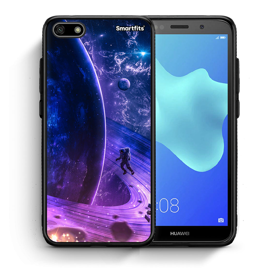 Θήκη Huawei Y5 2018/Honor 7S Lost Astronaut από τη Smartfits με σχέδιο στο πίσω μέρος και μαύρο περίβλημα | Huawei Y5 2018/Honor 7S Lost Astronaut case with colorful back and black bezels