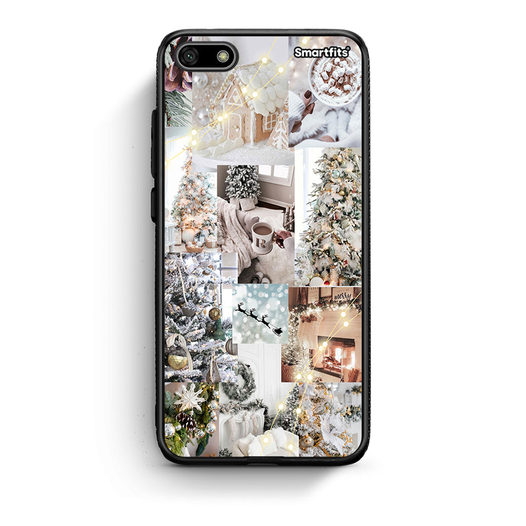 Huawei Y5 2018 White Christmas θήκη από τη Smartfits με σχέδιο στο πίσω μέρος και μαύρο περίβλημα | Smartphone case with colorful back and black bezels by Smartfits