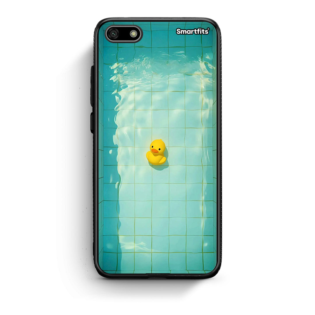 Huawei Y5 2018 Yellow Duck θήκη από τη Smartfits με σχέδιο στο πίσω μέρος και μαύρο περίβλημα | Smartphone case with colorful back and black bezels by Smartfits