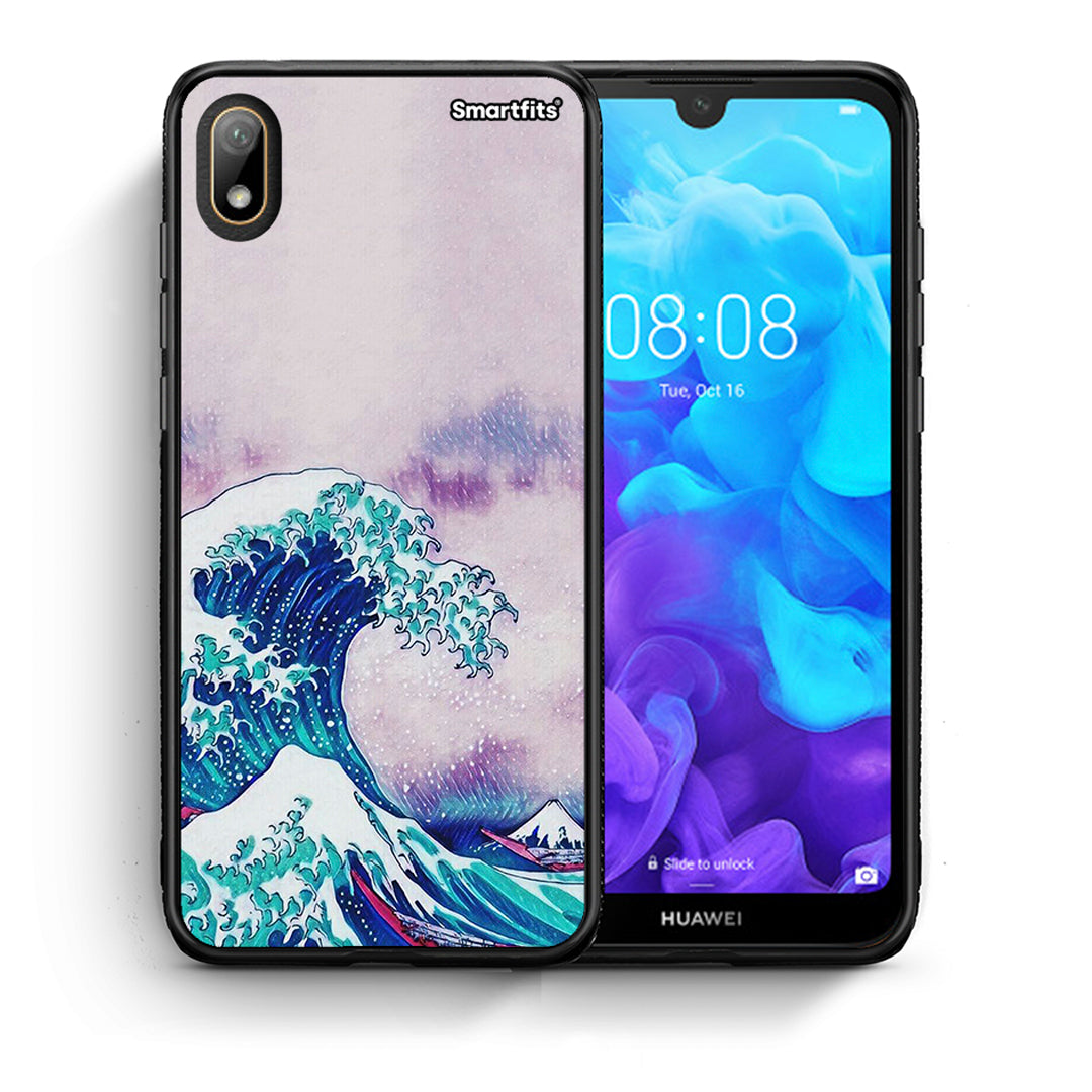 Θήκη Huawei Y5 2019 Blue Waves από τη Smartfits με σχέδιο στο πίσω μέρος και μαύρο περίβλημα | Huawei Y5 2019 Blue Waves case with colorful back and black bezels