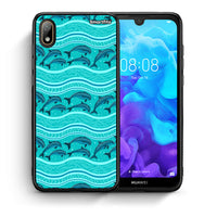 Thumbnail for Θήκη Huawei Y5 2019 Swimming Dolphins από τη Smartfits με σχέδιο στο πίσω μέρος και μαύρο περίβλημα | Huawei Y5 2019 Swimming Dolphins case with colorful back and black bezels