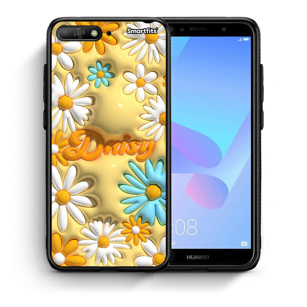 Θήκη Huawei Y6 2018 Bubble Daisies από τη Smartfits με σχέδιο στο πίσω μέρος και μαύρο περίβλημα | Huawei Y6 2018 Bubble Daisies case with colorful back and black bezels