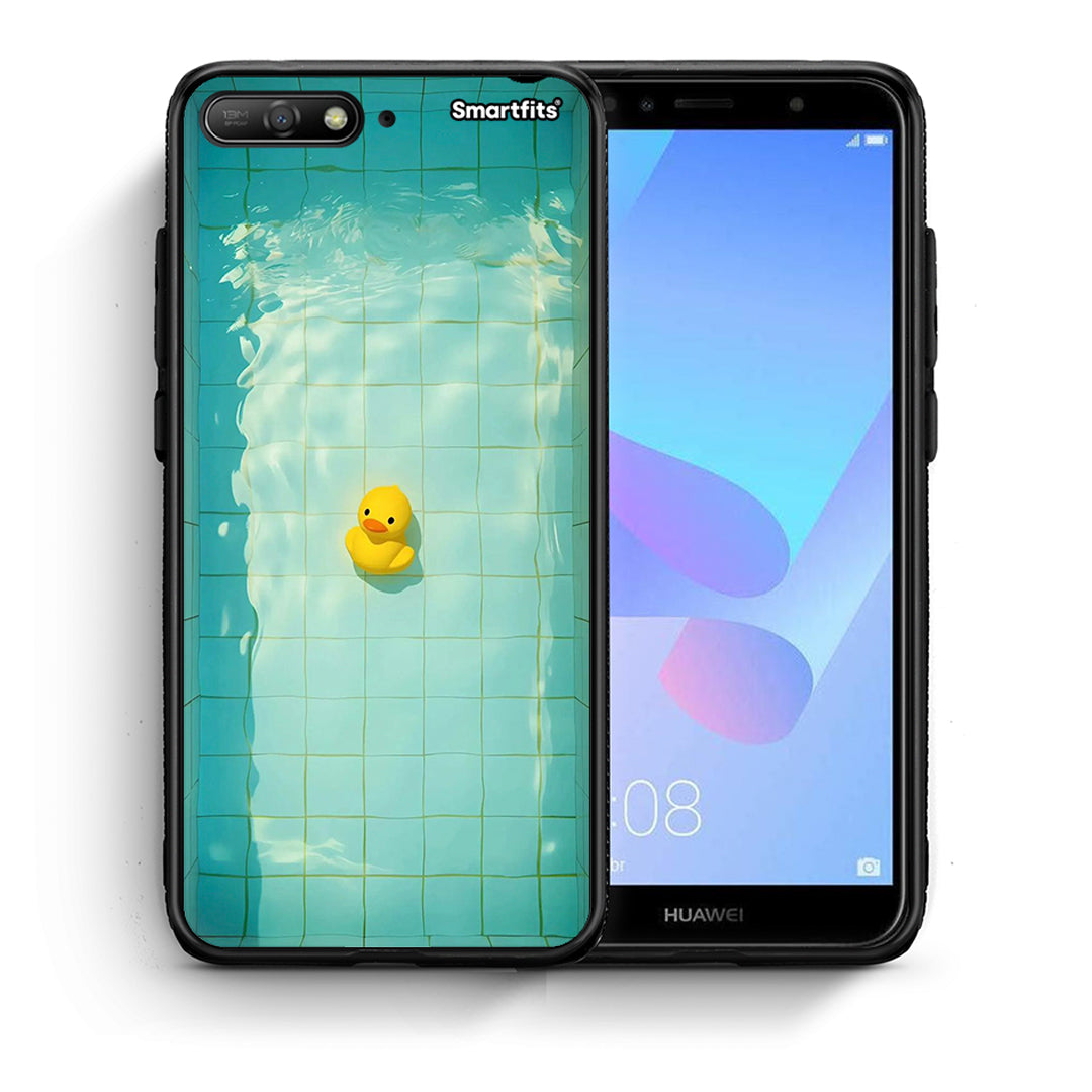 Θήκη Huawei Y6 2018 Yellow Duck από τη Smartfits με σχέδιο στο πίσω μέρος και μαύρο περίβλημα | Huawei Y6 2018 Yellow Duck case with colorful back and black bezels