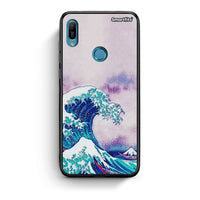 Thumbnail for Huawei Y6 2019 Blue Waves θήκη από τη Smartfits με σχέδιο στο πίσω μέρος και μαύρο περίβλημα | Smartphone case with colorful back and black bezels by Smartfits