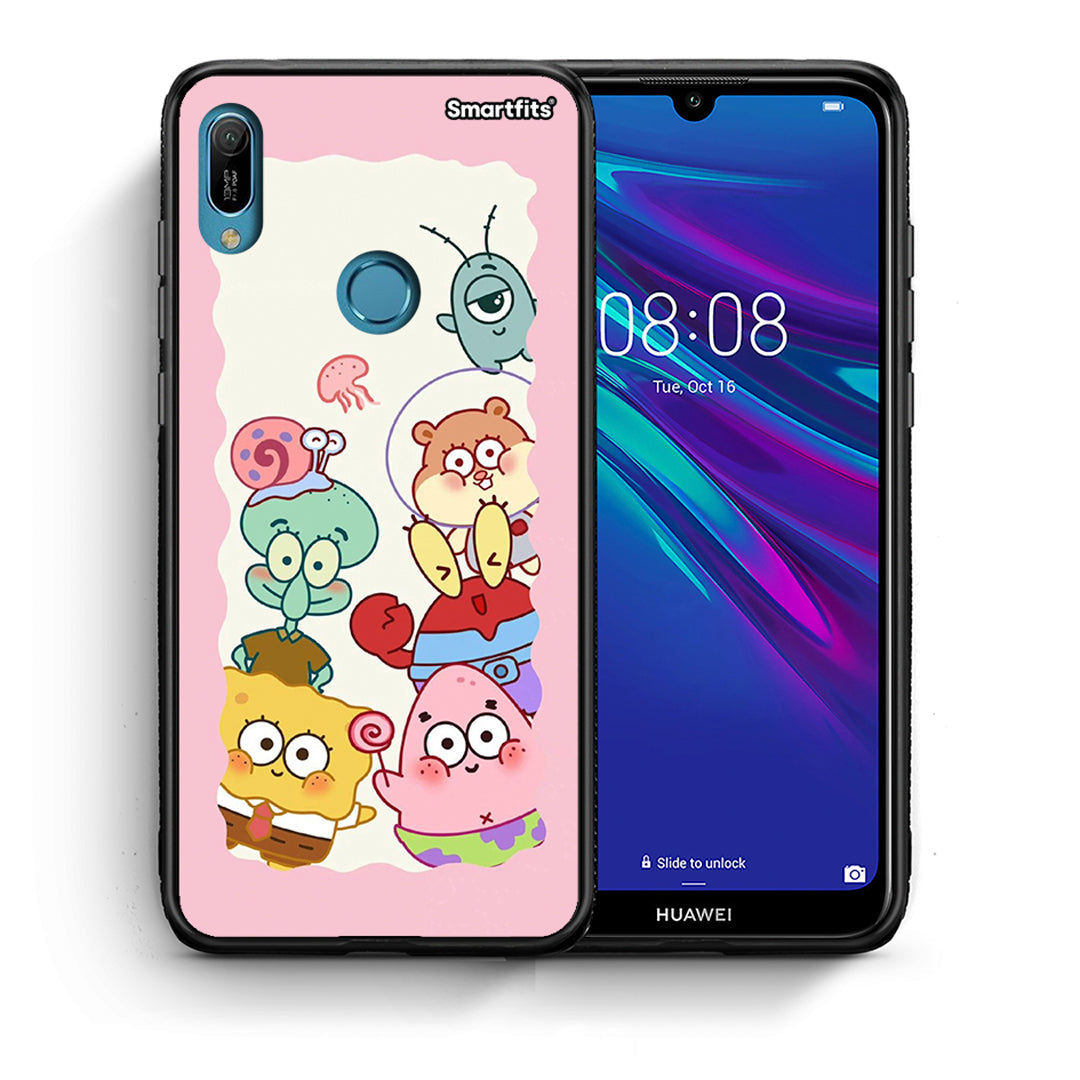 Θήκη Huawei Y6 2019 Cute Companion από τη Smartfits με σχέδιο στο πίσω μέρος και μαύρο περίβλημα | Huawei Y6 2019 Cute Companion case with colorful back and black bezels