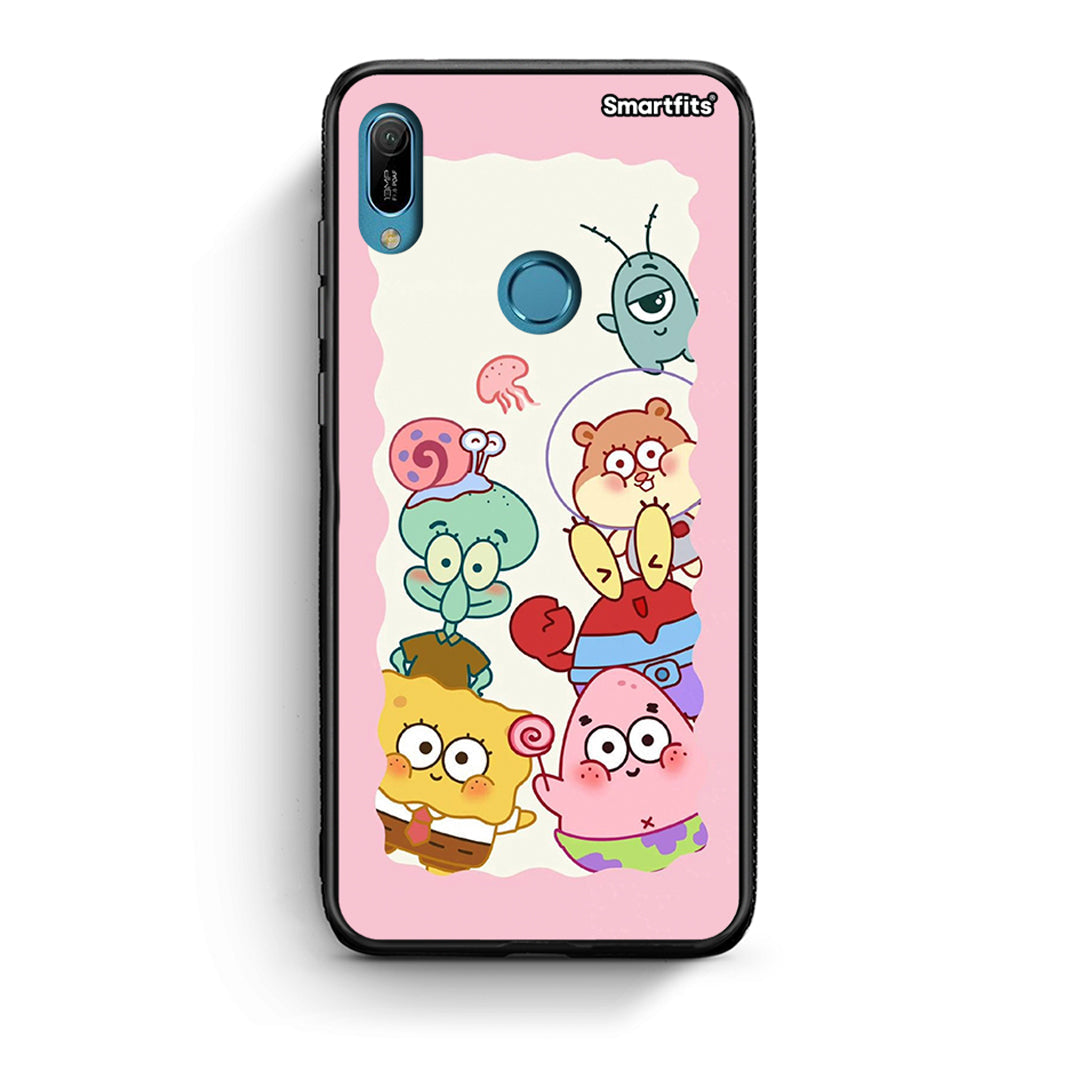 Huawei Y6 2019 Cute Companion θήκη από τη Smartfits με σχέδιο στο πίσω μέρος και μαύρο περίβλημα | Smartphone case with colorful back and black bezels by Smartfits