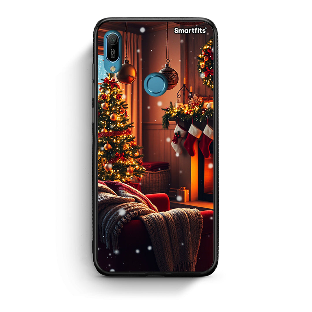 Huawei Y6 2019 Home For Christmas θήκη από τη Smartfits με σχέδιο στο πίσω μέρος και μαύρο περίβλημα | Smartphone case with colorful back and black bezels by Smartfits