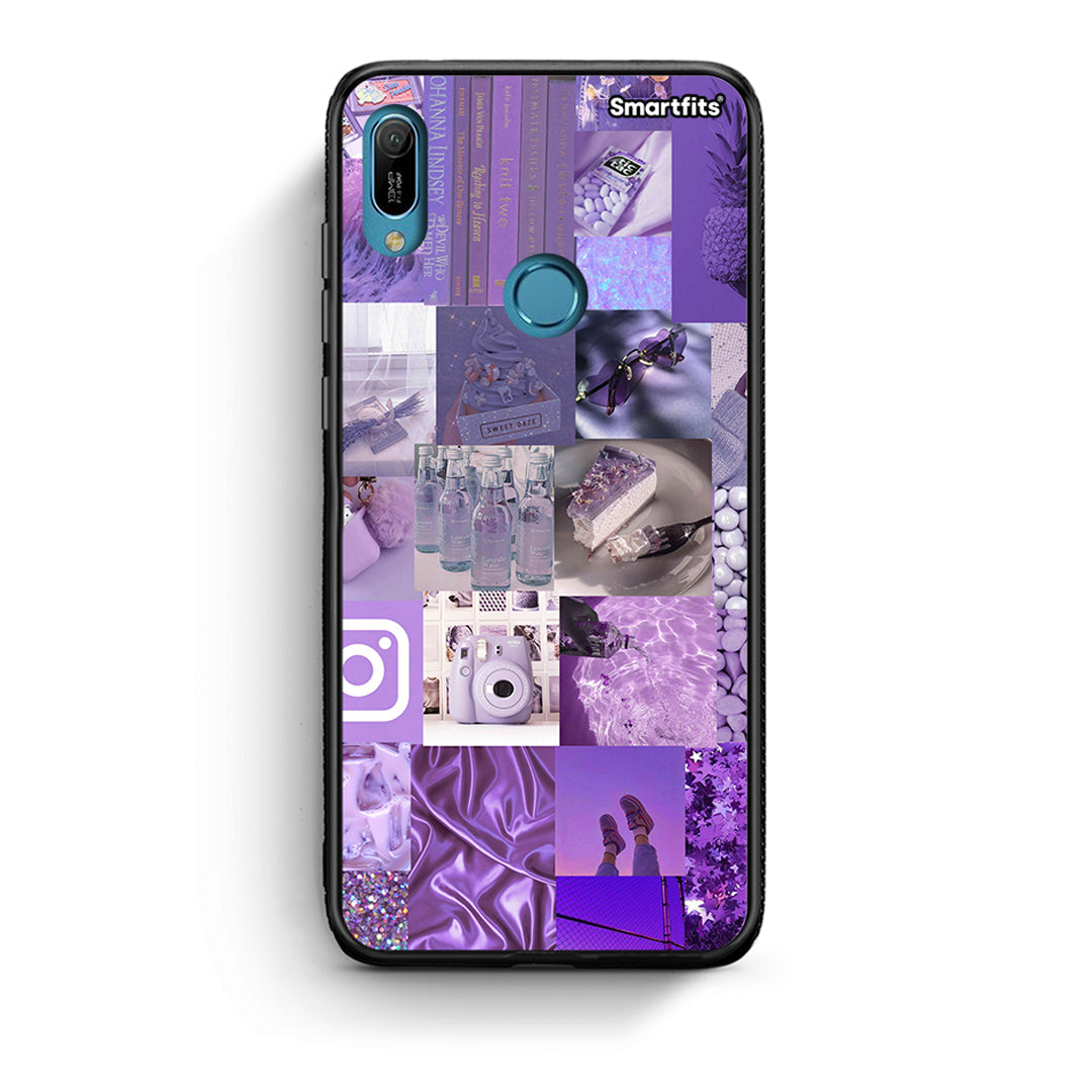 Huawei Y6 2019 Purple Aesthetic Collage θήκη από τη Smartfits με σχέδιο στο πίσω μέρος και μαύρο περίβλημα | Smartphone case with colorful back and black bezels by Smartfits