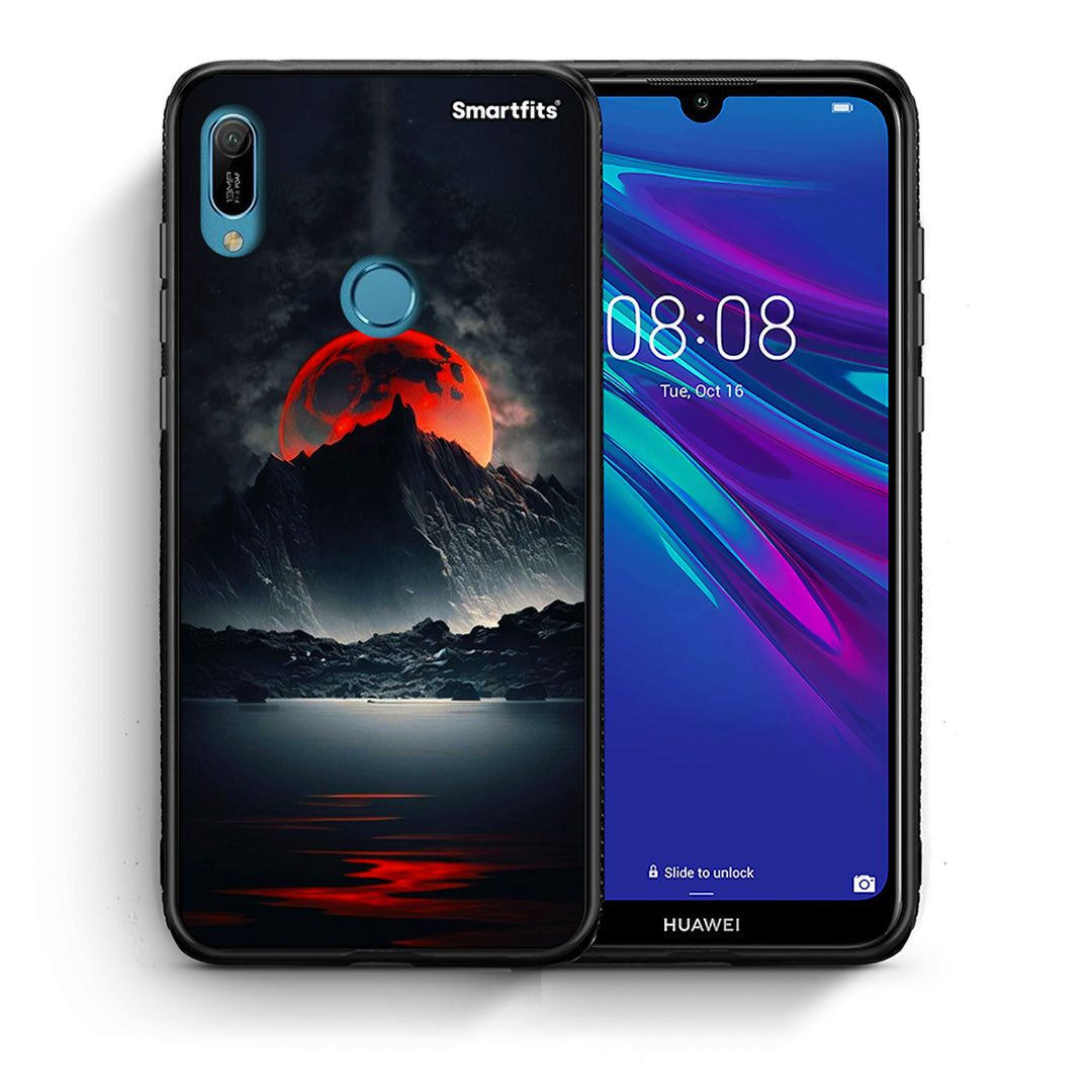 Θήκη Huawei Y6 2019 Red Full Moon από τη Smartfits με σχέδιο στο πίσω μέρος και μαύρο περίβλημα | Huawei Y6 2019 Red Full Moon case with colorful back and black bezels