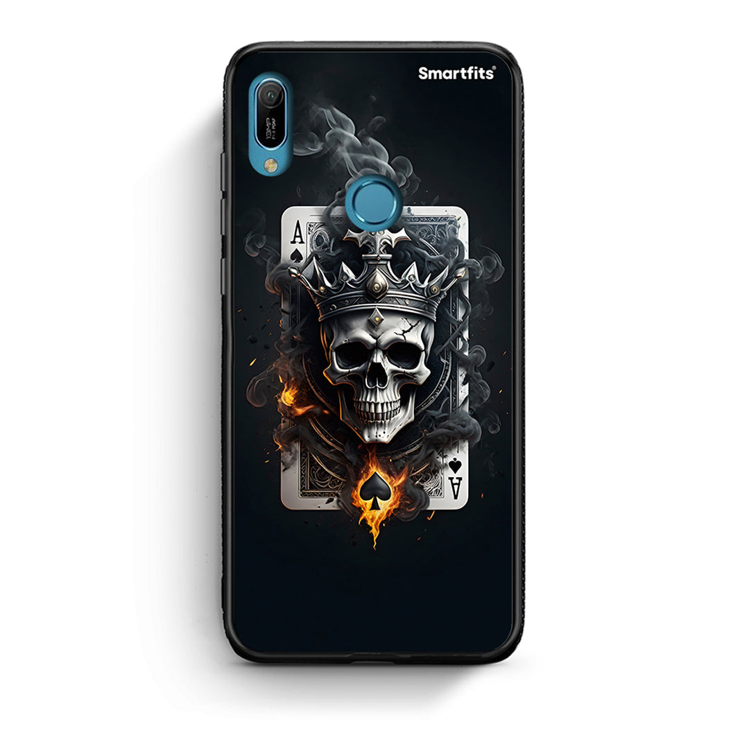 Huawei Y6 2019 Skull King Ace θήκη από τη Smartfits με σχέδιο στο πίσω μέρος και μαύρο περίβλημα | Smartphone case with colorful back and black bezels by Smartfits