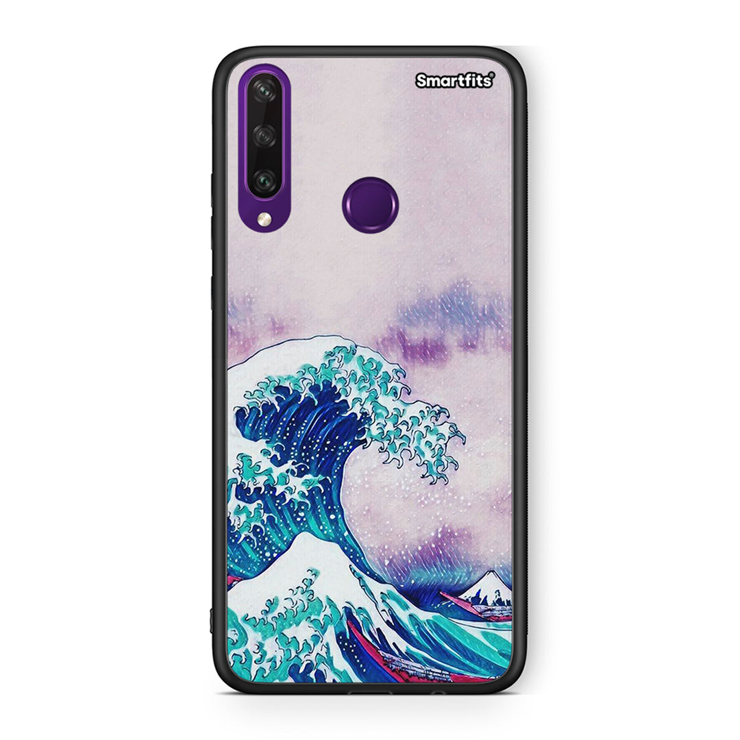 Huawei Y6p Blue Waves θήκη από τη Smartfits με σχέδιο στο πίσω μέρος και μαύρο περίβλημα | Smartphone case with colorful back and black bezels by Smartfits