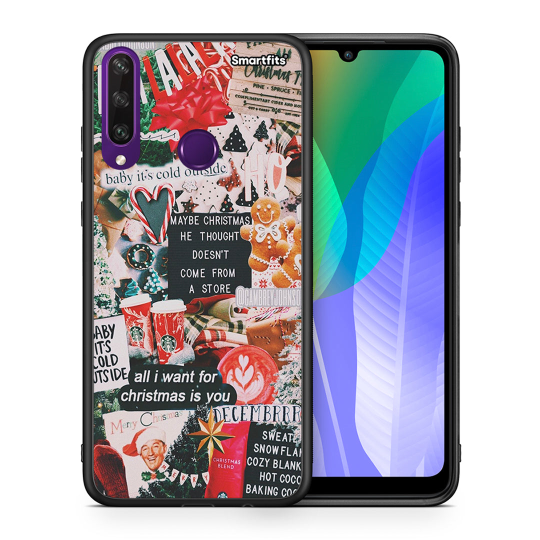 Θήκη Huawei Y6p Christmas Happiness από τη Smartfits με σχέδιο στο πίσω μέρος και μαύρο περίβλημα | Huawei Y6p Christmas Happiness case with colorful back and black bezels