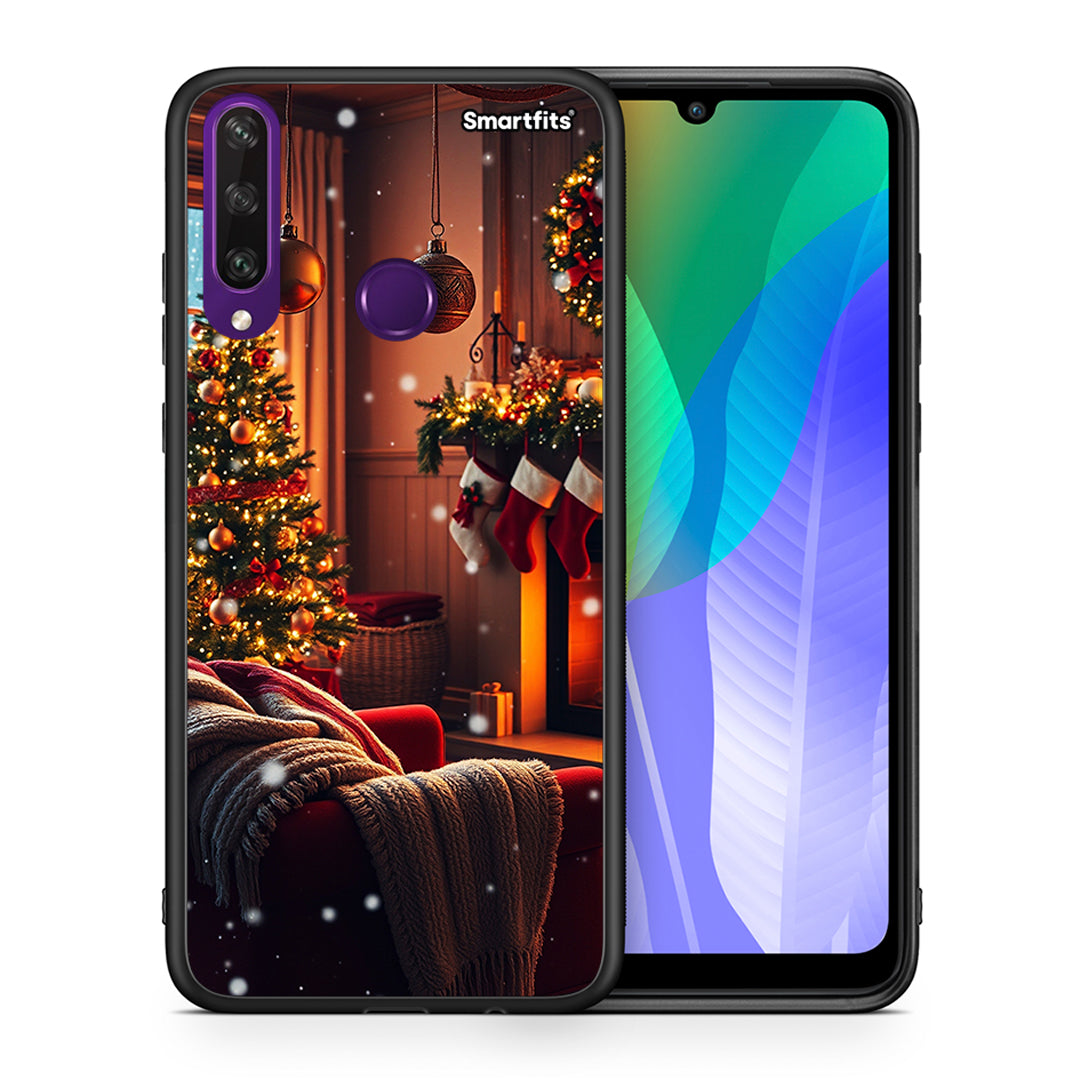 Θήκη Huawei Y6p Home For Christmas από τη Smartfits με σχέδιο στο πίσω μέρος και μαύρο περίβλημα | Huawei Y6p Home For Christmas case with colorful back and black bezels