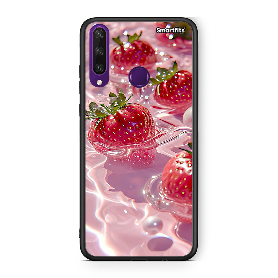 Huawei Y6p Juicy Strawberries θήκη από τη Smartfits με σχέδιο στο πίσω μέρος και μαύρο περίβλημα | Smartphone case with colorful back and black bezels by Smartfits