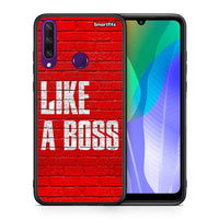 Thumbnail for Θήκη Huawei Y6p Like A Boss από τη Smartfits με σχέδιο στο πίσω μέρος και μαύρο περίβλημα | Huawei Y6p Like A Boss case with colorful back and black bezels