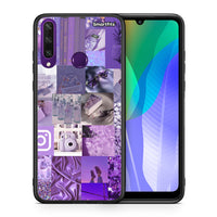 Thumbnail for Θήκη Huawei Y6p Purple Aesthetic Collage από τη Smartfits με σχέδιο στο πίσω μέρος και μαύρο περίβλημα | Huawei Y6p Purple Aesthetic Collage case with colorful back and black bezels