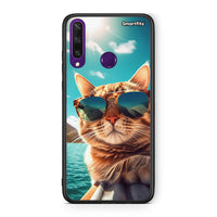 Thumbnail for Huawei Y6p Summer Cat θήκη από τη Smartfits με σχέδιο στο πίσω μέρος και μαύρο περίβλημα | Smartphone case with colorful back and black bezels by Smartfits