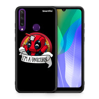 Thumbnail for Θήκη Huawei Y6p Unicorn Deadpool από τη Smartfits με σχέδιο στο πίσω μέρος και μαύρο περίβλημα | Huawei Y6p Unicorn Deadpool case with colorful back and black bezels