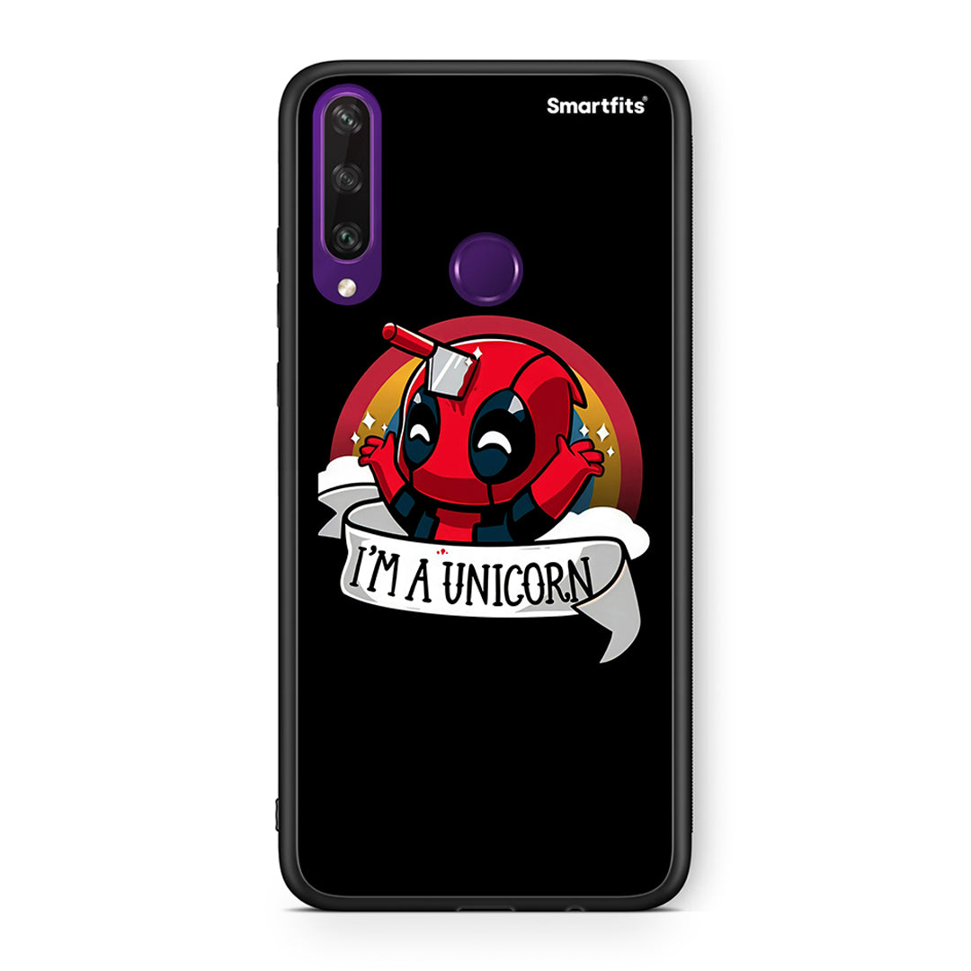 Huawei Y6p Unicorn Deadpool θήκη από τη Smartfits με σχέδιο στο πίσω μέρος και μαύρο περίβλημα | Smartphone case with colorful back and black bezels by Smartfits