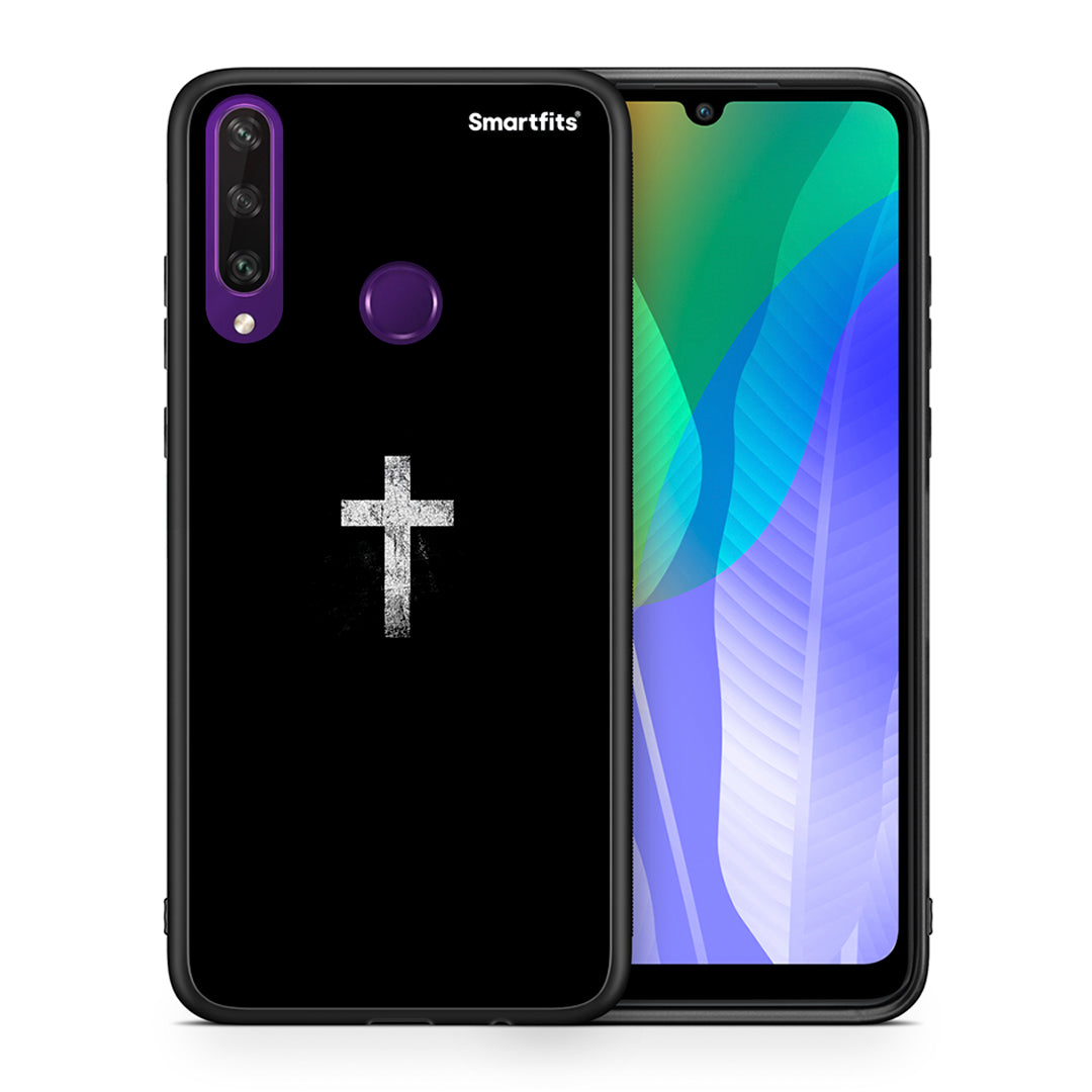 Θήκη Huawei Y6p White Cross από τη Smartfits με σχέδιο στο πίσω μέρος και μαύρο περίβλημα | Huawei Y6p White Cross case with colorful back and black bezels