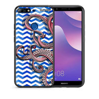 Thumbnail for Θήκη Huawei Y7 2018 Chevron Devilfish από τη Smartfits με σχέδιο στο πίσω μέρος και μαύρο περίβλημα | Huawei Y7 2018 Chevron Devilfish case with colorful back and black bezels