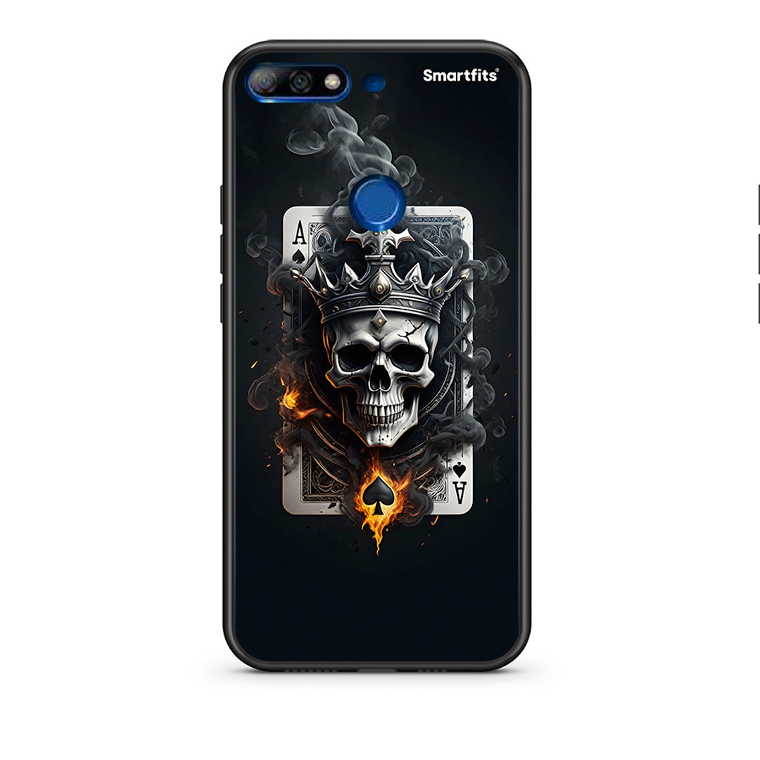 Huawei Y7 2018 Skull King Ace θήκη από τη Smartfits με σχέδιο στο πίσω μέρος και μαύρο περίβλημα | Smartphone case with colorful back and black bezels by Smartfits