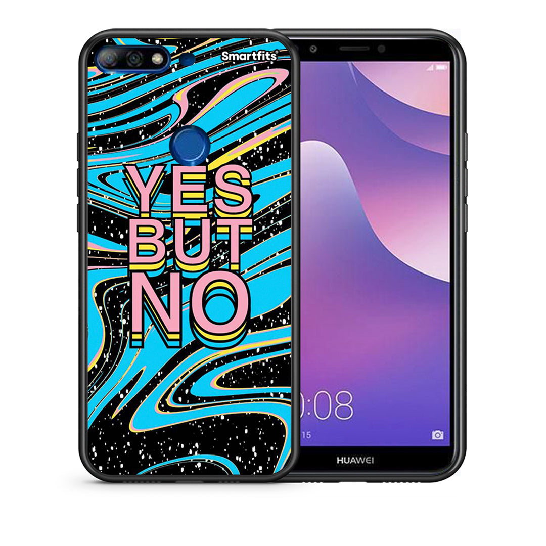 Θήκη Huawei Y7 2018 Yes But No από τη Smartfits με σχέδιο στο πίσω μέρος και μαύρο περίβλημα | Huawei Y7 2018 Yes But No case with colorful back and black bezels