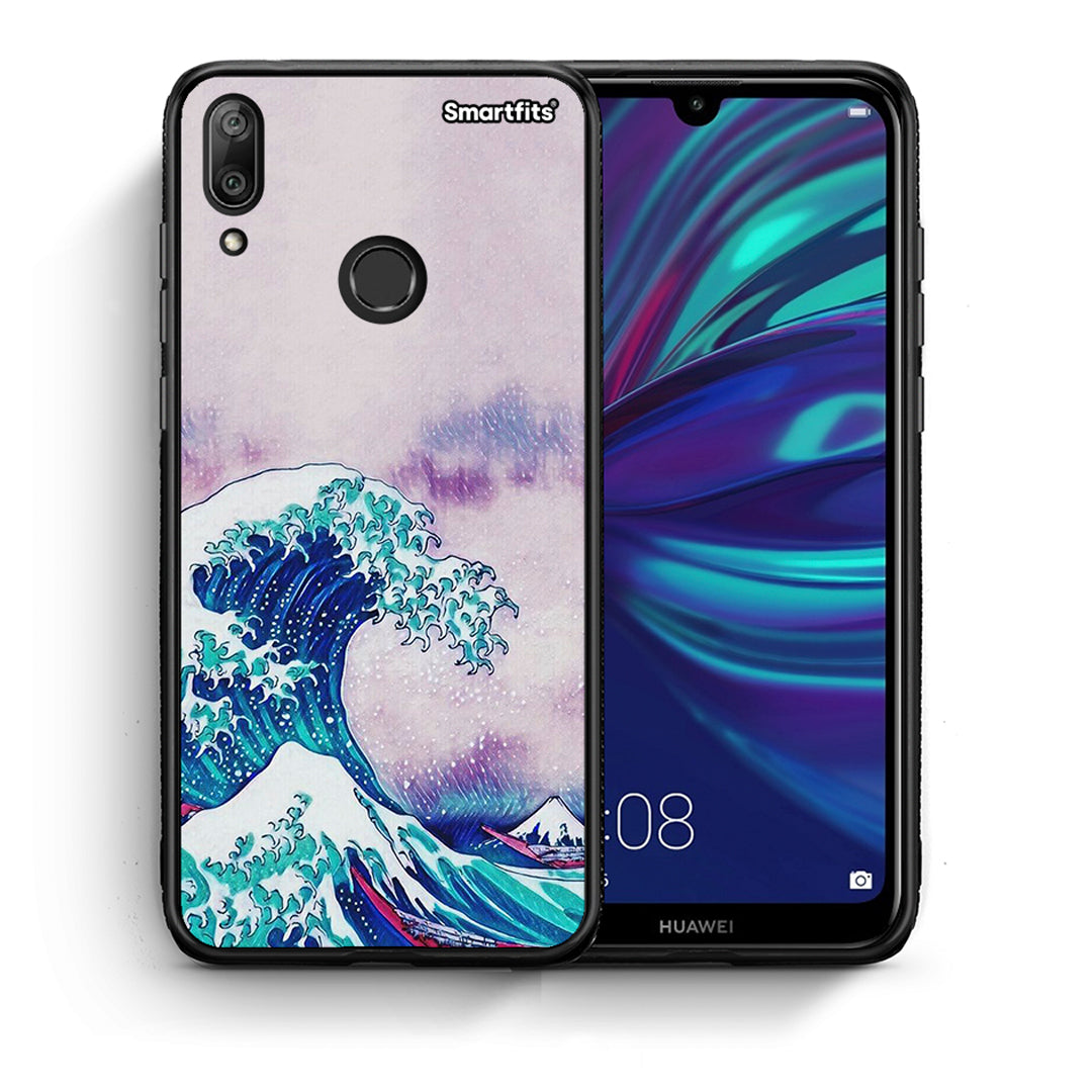 Θήκη Huawei Y7 2019 Blue Waves από τη Smartfits με σχέδιο στο πίσω μέρος και μαύρο περίβλημα | Huawei Y7 2019 Blue Waves case with colorful back and black bezels