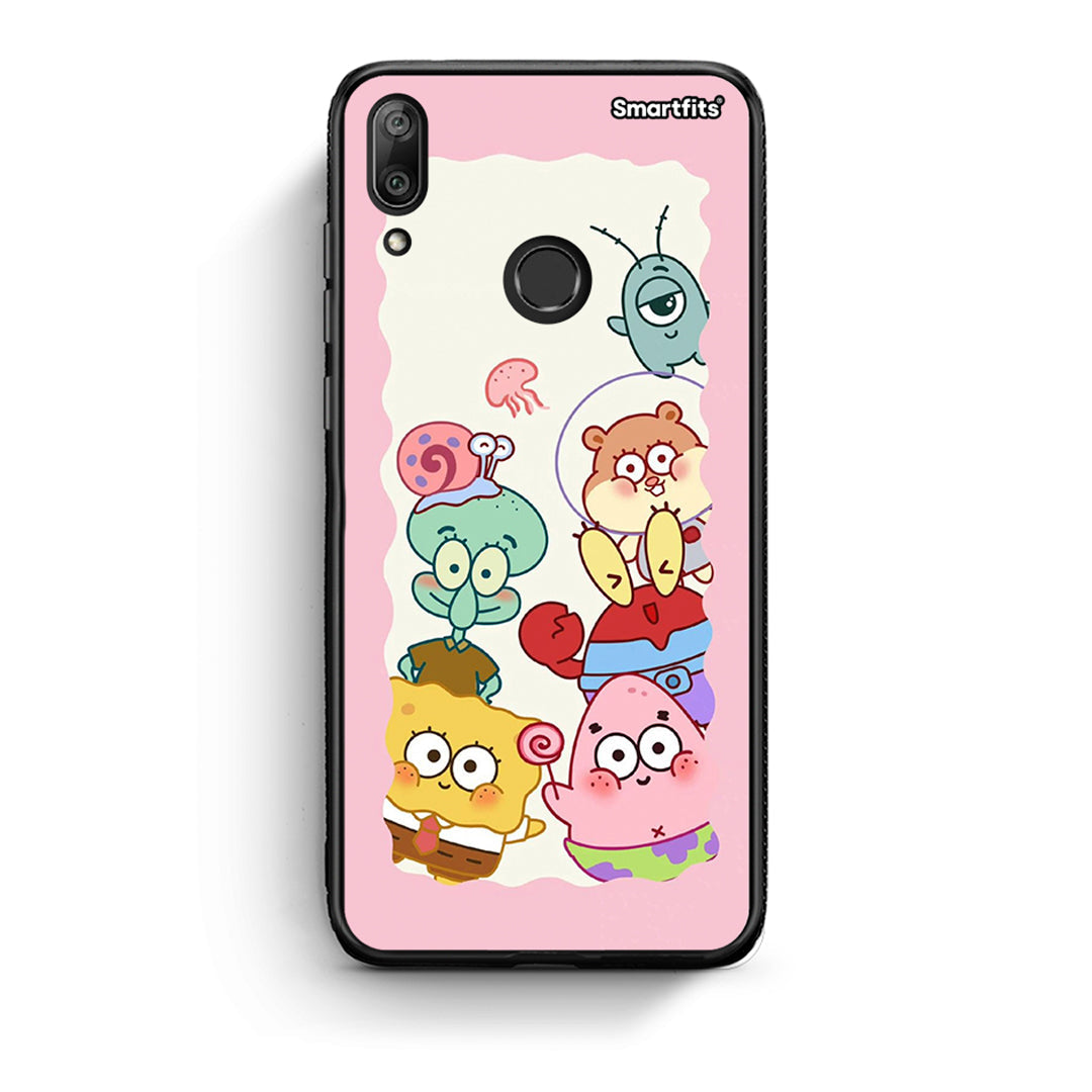 Huawei Y7 2019 Cute Companion θήκη από τη Smartfits με σχέδιο στο πίσω μέρος και μαύρο περίβλημα | Smartphone case with colorful back and black bezels by Smartfits