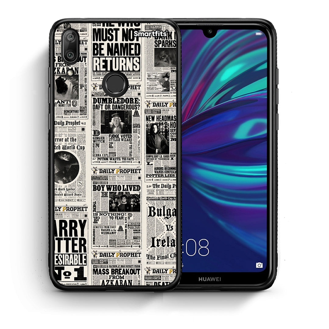 Θήκη Huawei Y7 2019 Harry Paper από τη Smartfits με σχέδιο στο πίσω μέρος και μαύρο περίβλημα | Huawei Y7 2019 Harry Paper case with colorful back and black bezels