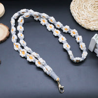 Thumbnail for Macramé Floral Phone Strap Long Version With 1 Hook - Gray / White