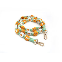 Thumbnail for Macramé Floral Phone Strap Long Version With 2 Hooks - Green / Orange