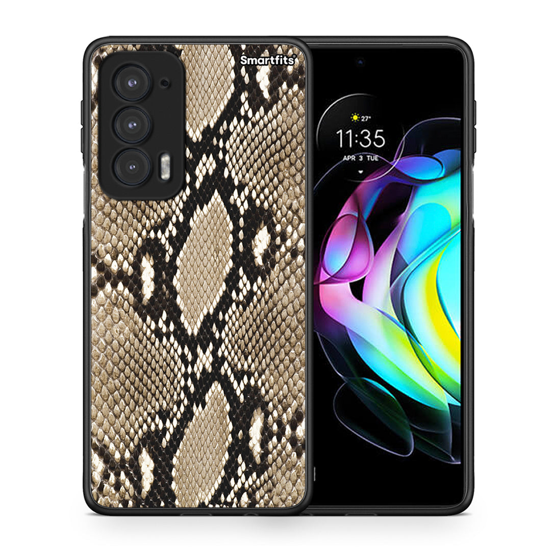 Θήκη Motorola Edge 20 5G Fashion Snake Animal από τη Smartfits με σχέδιο στο πίσω μέρος και μαύρο περίβλημα | Motorola Edge 20 5G Fashion Snake Animal case with colorful back and black bezels