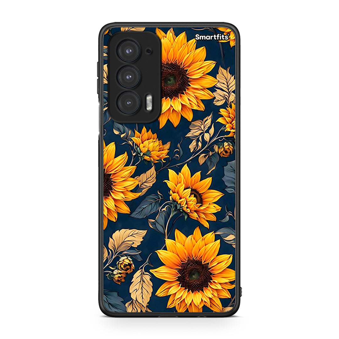 Motorola Edge 20 5G Autumn Sunflowers Θήκη από τη Smartfits με σχέδιο στο πίσω μέρος και μαύρο περίβλημα | Smartphone case with colorful back and black bezels by Smartfits