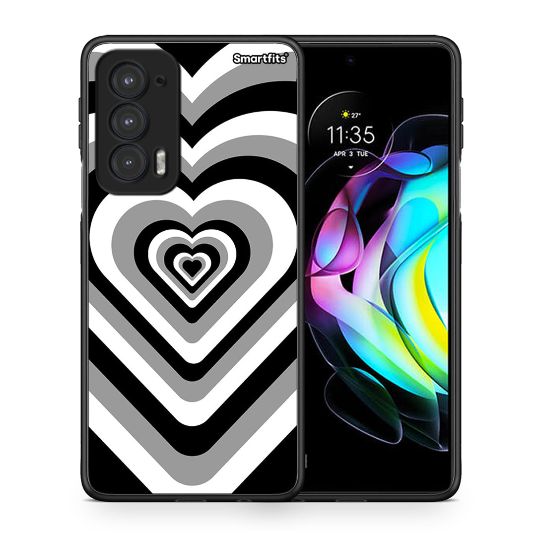 Θήκη Motorola Edge 20 5G Black Hearts από τη Smartfits με σχέδιο στο πίσω μέρος και μαύρο περίβλημα | Motorola Edge 20 5G Black Hearts case with colorful back and black bezels