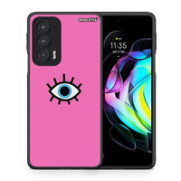 Thumbnail for Θήκη Motorola Edge 20 5G Blue Eye Pink από τη Smartfits με σχέδιο στο πίσω μέρος και μαύρο περίβλημα | Motorola Edge 20 5G Blue Eye Pink case with colorful back and black bezels