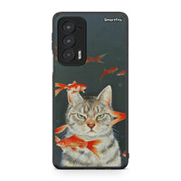 Thumbnail for Motorola Edge 20 5G Cat Goldfish θήκη από τη Smartfits με σχέδιο στο πίσω μέρος και μαύρο περίβλημα | Smartphone case with colorful back and black bezels by Smartfits