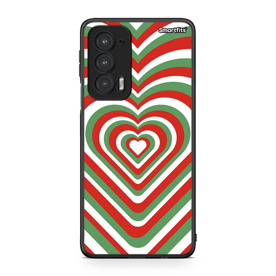 Motorola Edge 20 5G Christmas Hearts θήκη από τη Smartfits με σχέδιο στο πίσω μέρος και μαύρο περίβλημα | Smartphone case with colorful back and black bezels by Smartfits