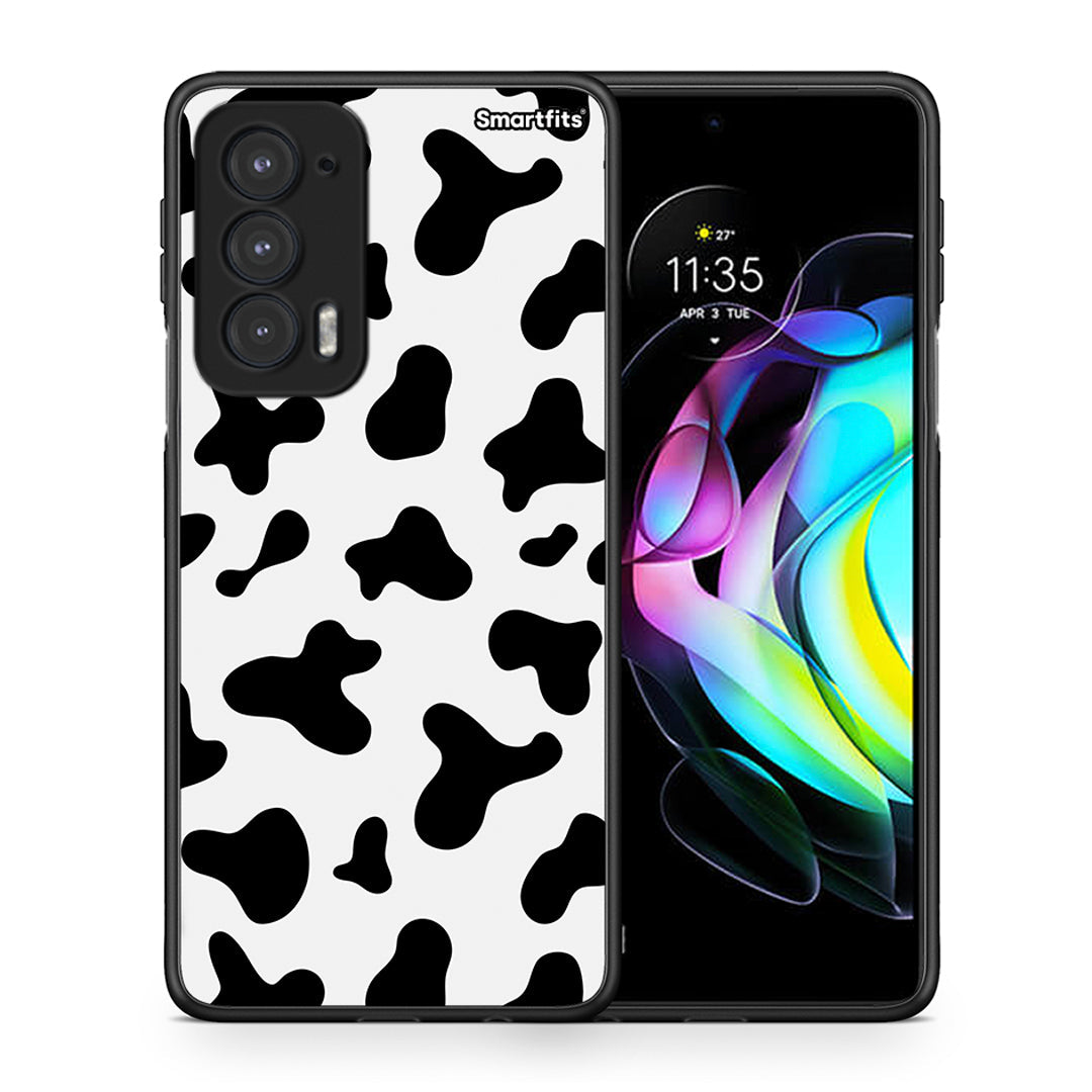 Θήκη Motorola Edge 20 5G Cow Print από τη Smartfits με σχέδιο στο πίσω μέρος και μαύρο περίβλημα | Motorola Edge 20 5G Cow Print case with colorful back and black bezels